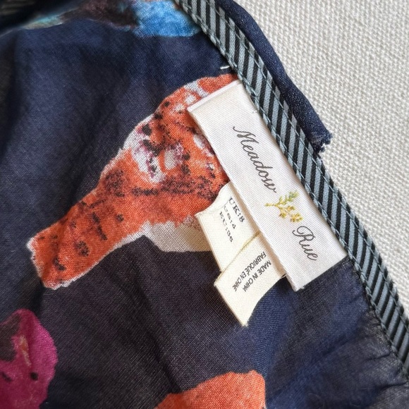 Anthropologie Meadow Rue Animal Kingdom Blue Bird Print Short Sleeve Top Size 6 - Picture 9 of 11